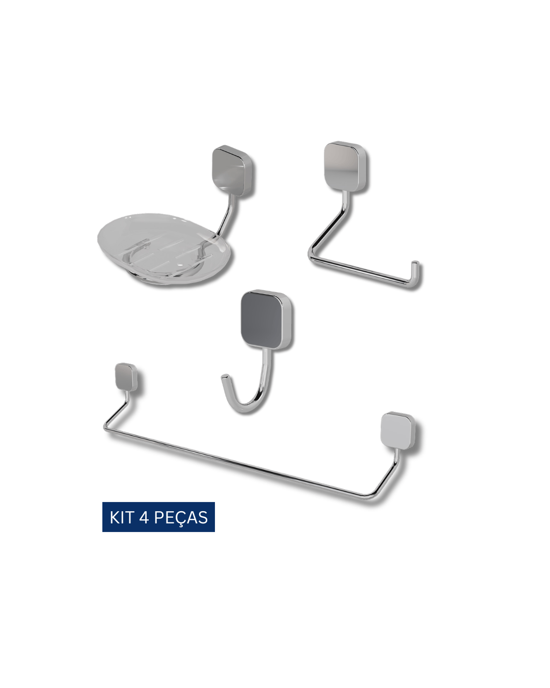 Kit de Acessórios Para Banheiro C10 4 Peças Cromado Fani